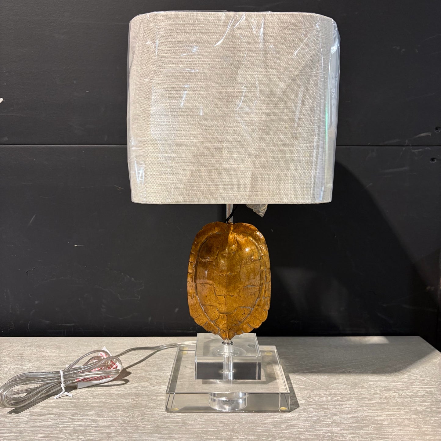 NEW Resin Tortoise Shell Mini Lamp, 17.5"H x 9.25"Sq
