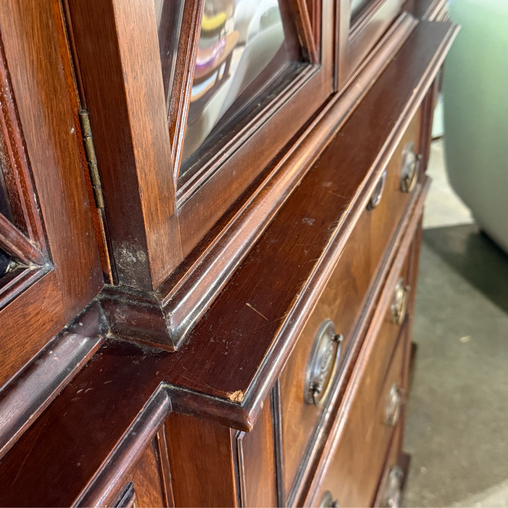 Antique Saginaw Mahogany Breakfront, 58"W x 16"D x 80"H