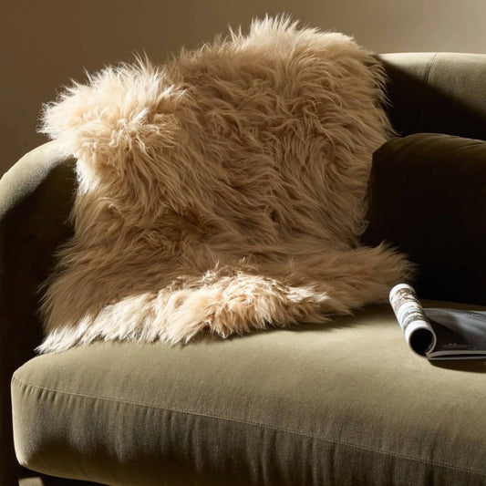Lalo Lambskin Throw, Beige, 21.5"W x 35.5"D x 1.5"H