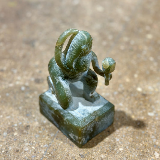 Chinese Carved Jade Warrior Stone Chop Seal Stamp, 3" L x 2.25" W x 5" H