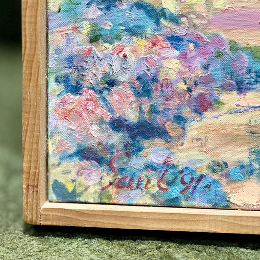 Vibrant Impressionist Style Landscape, Signed, 25" L x 1.5" W x 19" H