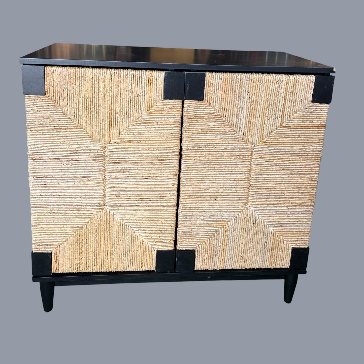 Roseanne Banana Stem Nightstand - Black/Natural, AS IS, 34.6 "L x 18.1"D x 32"H