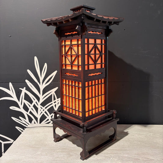 Traditional Japanese Tall Shoji Floor Lamp, 14"W x 14"D x 33"H
