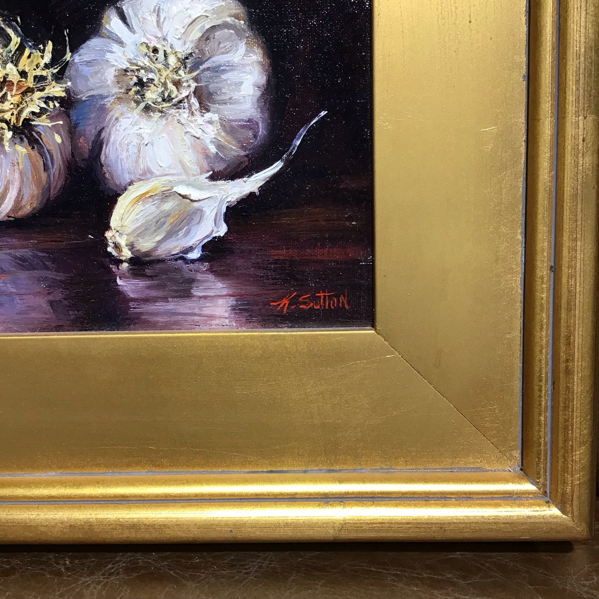 Original Garlic Bulbs Oil Painting by K. Sutton 13" W x 11" H