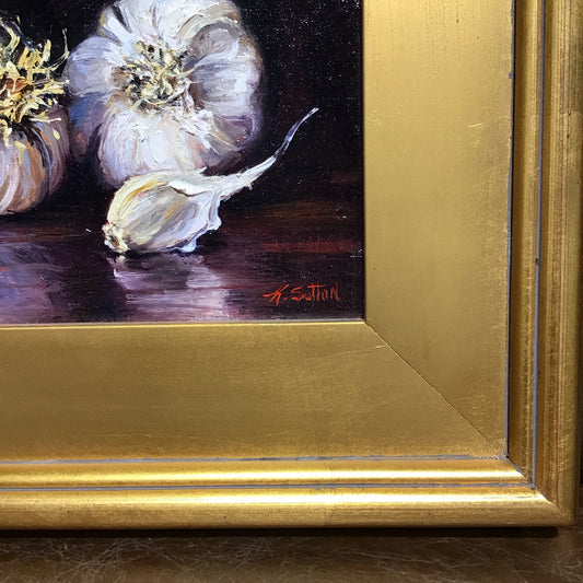 Original Garlic Bulbs Oil Painting by K. Sutton 13" W x 11" H