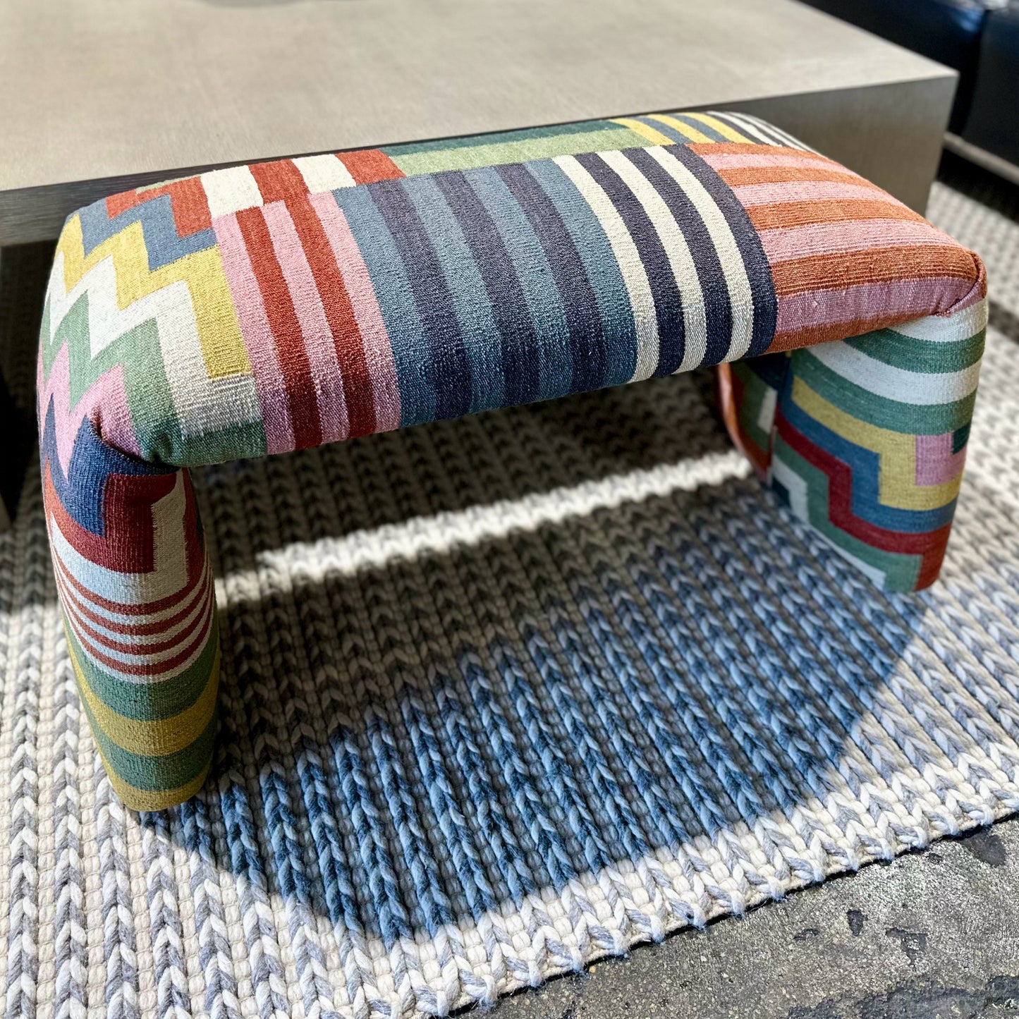 2Modern Nanimarquina Folded Pattern Bench, 38.2" W x 17.7" D x 17.7" H