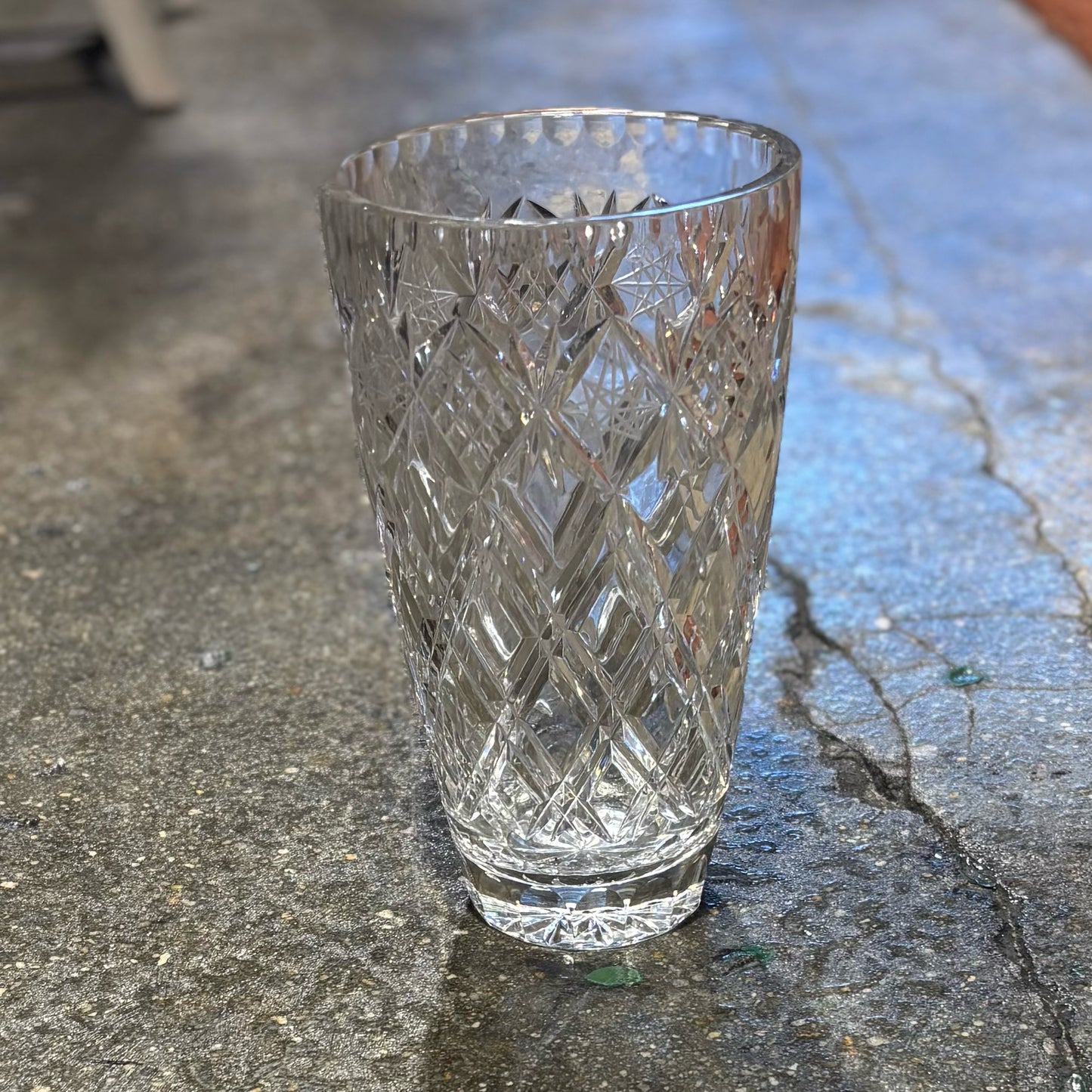 Crystal Vase 10" H 5.75" D