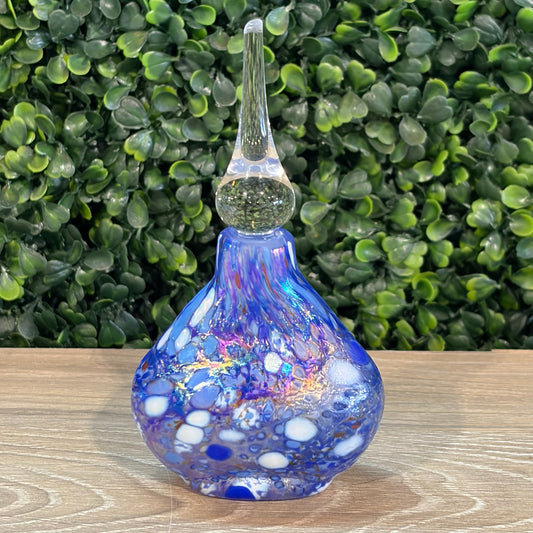 Signed Handblown Glass Perfume Bottle, 5"H x 3"W x 1.5"D