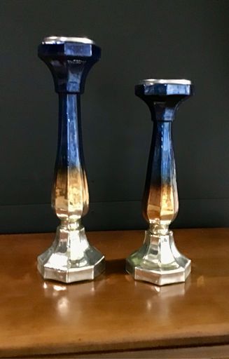 SET 2 Mercury Glass Candlesticks
