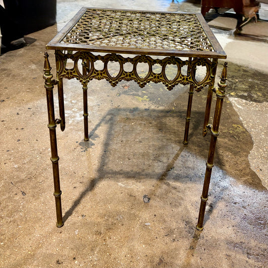 Lg Cast Aluminum Aged Bronze Table, 16.75"W x 16.75"D x 22.75"H