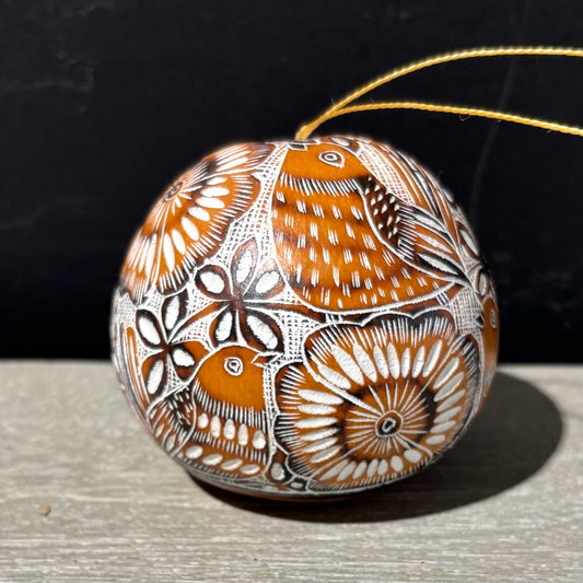 Brown Gourd Ornament 9.5" D x 3" H