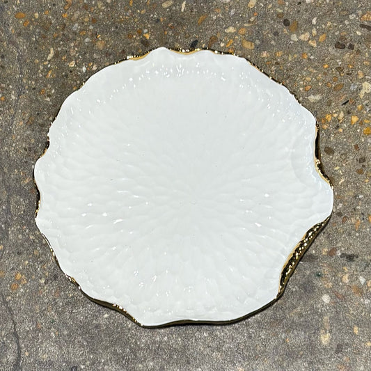 Blavery White/Gold Platter 15" D x 1.5" H
