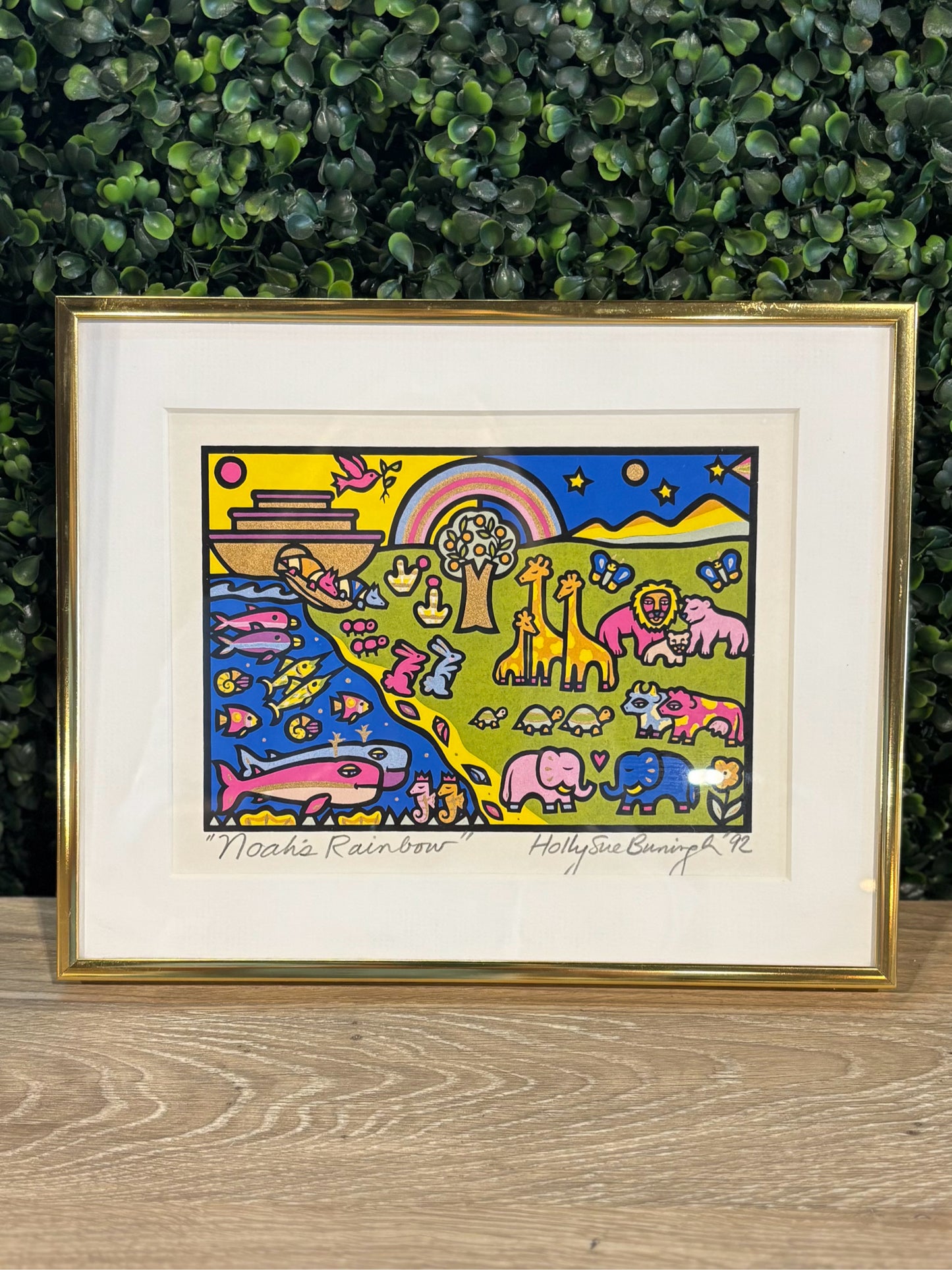 "Noah's Rainbow" signed print, Holly Sue Buingh, 10.25" W x 1" D x 8.25" H
