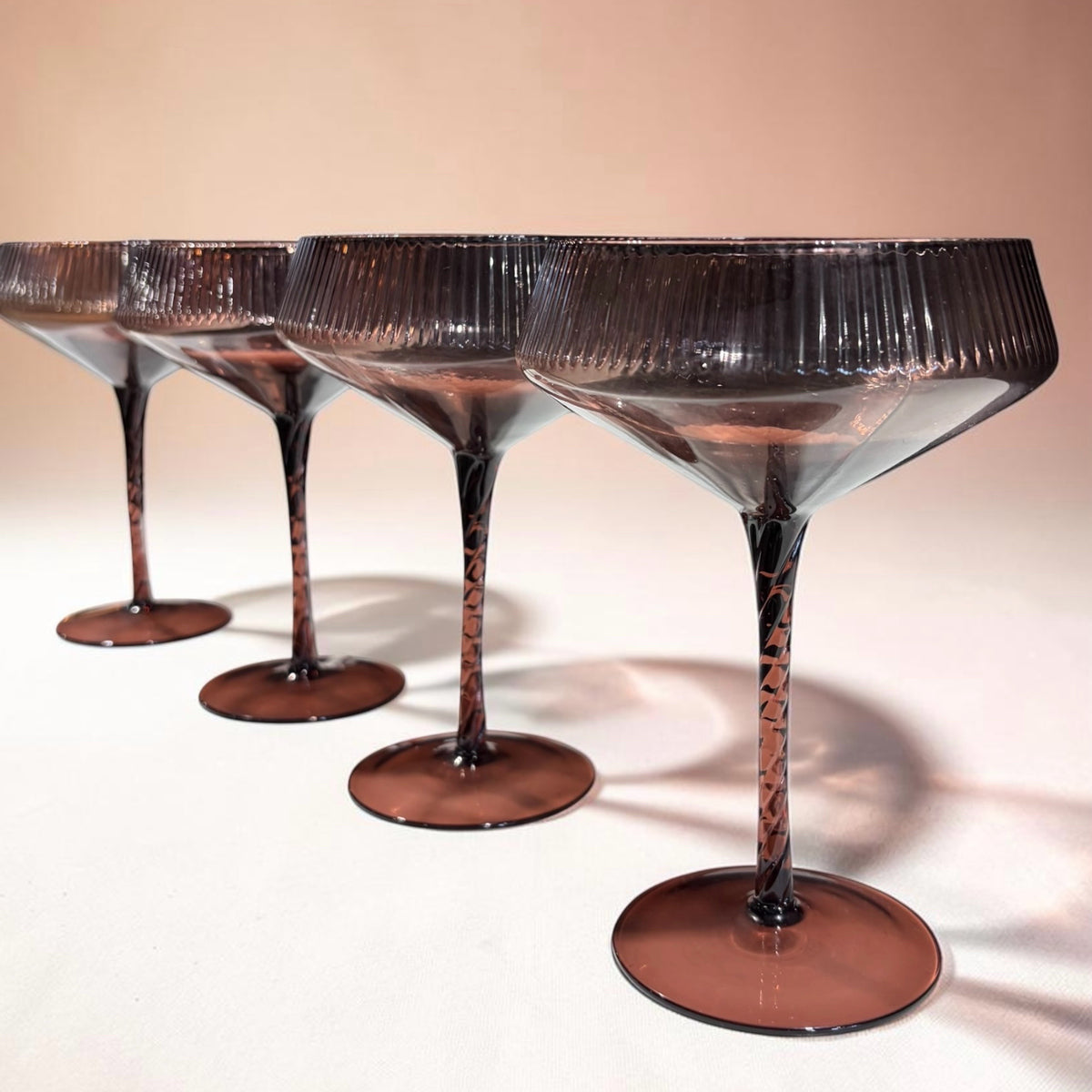 4 House of Hackney/Anthropologie Coupe Glasses in Mulberry, ea 7"H x 5"Dia
