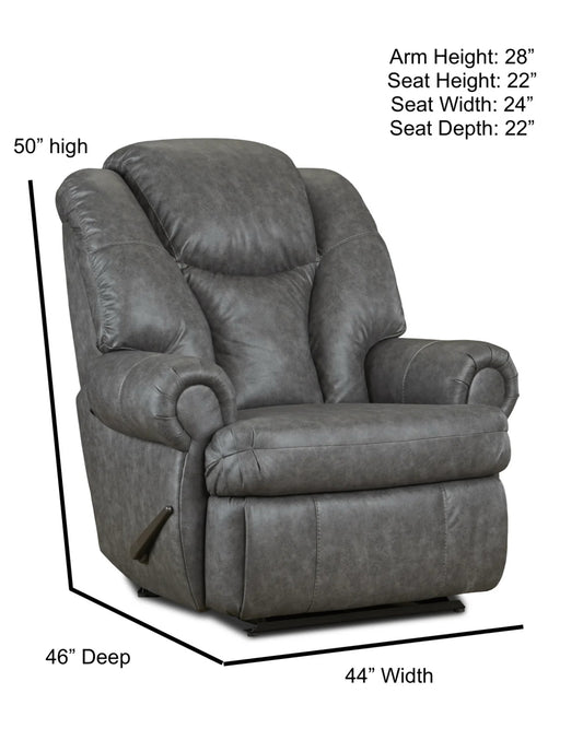 Motion Ease Knox Big Man's Recliner, Grey, 44" W x 46" D x 50" H