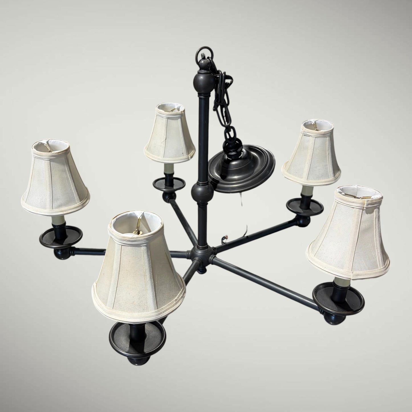 5-Arm Bronzed Metal Chandelier, 25"Dia x 17"H