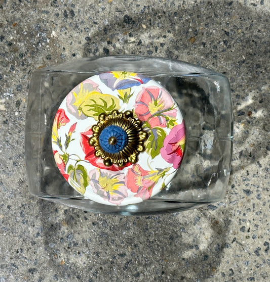 MacKenzie Childs Morning Glory (retired), cookie/treat jar, 5"W x 8"H x 8"H