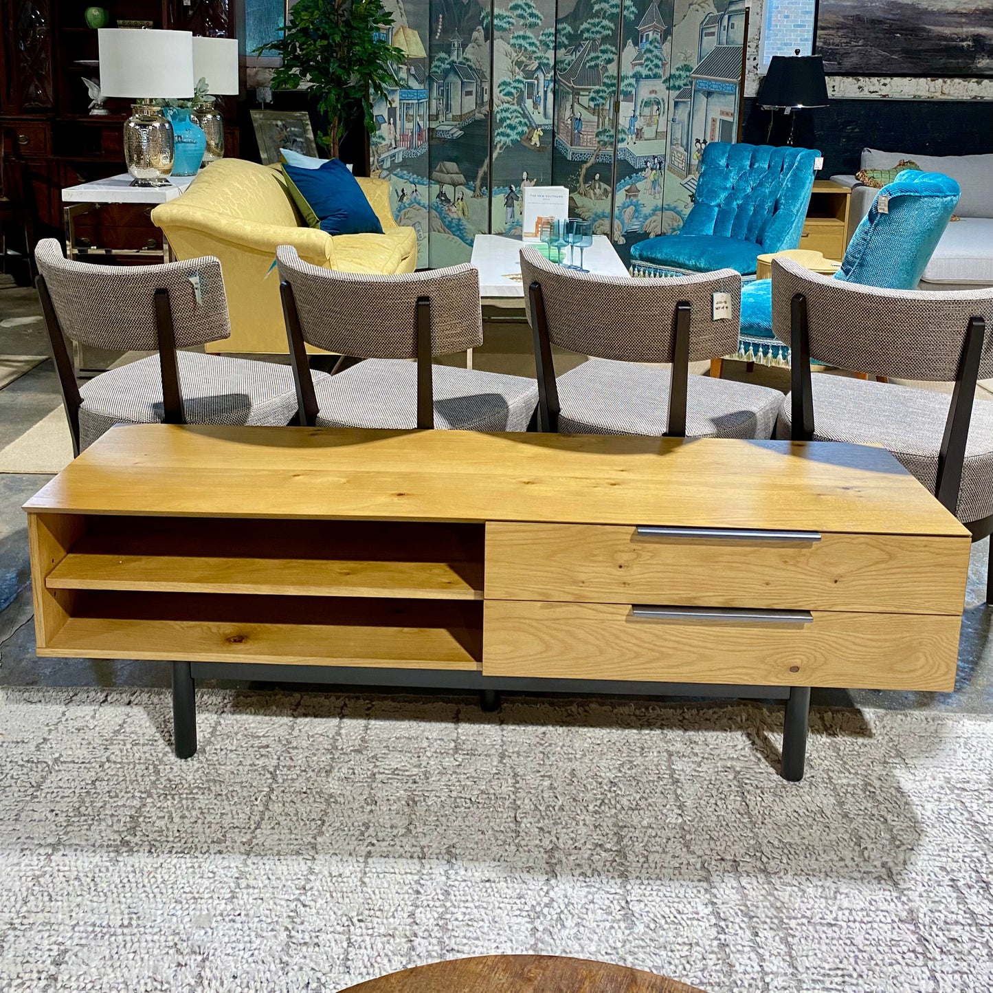 Croft Rustic Oak Media Console, 63"W x 18"D x 19.75"H