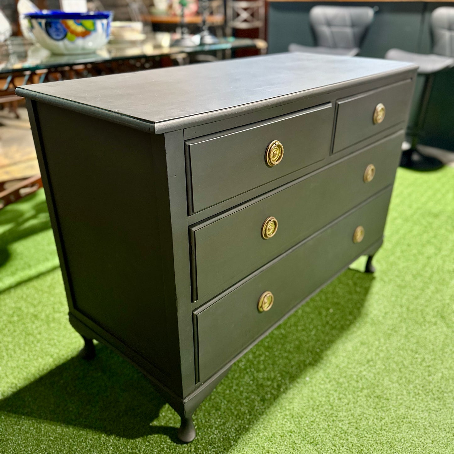 Petite 4 Drawer Dresser, Flat Black, 41" L x 17.75" W x 29.5" H