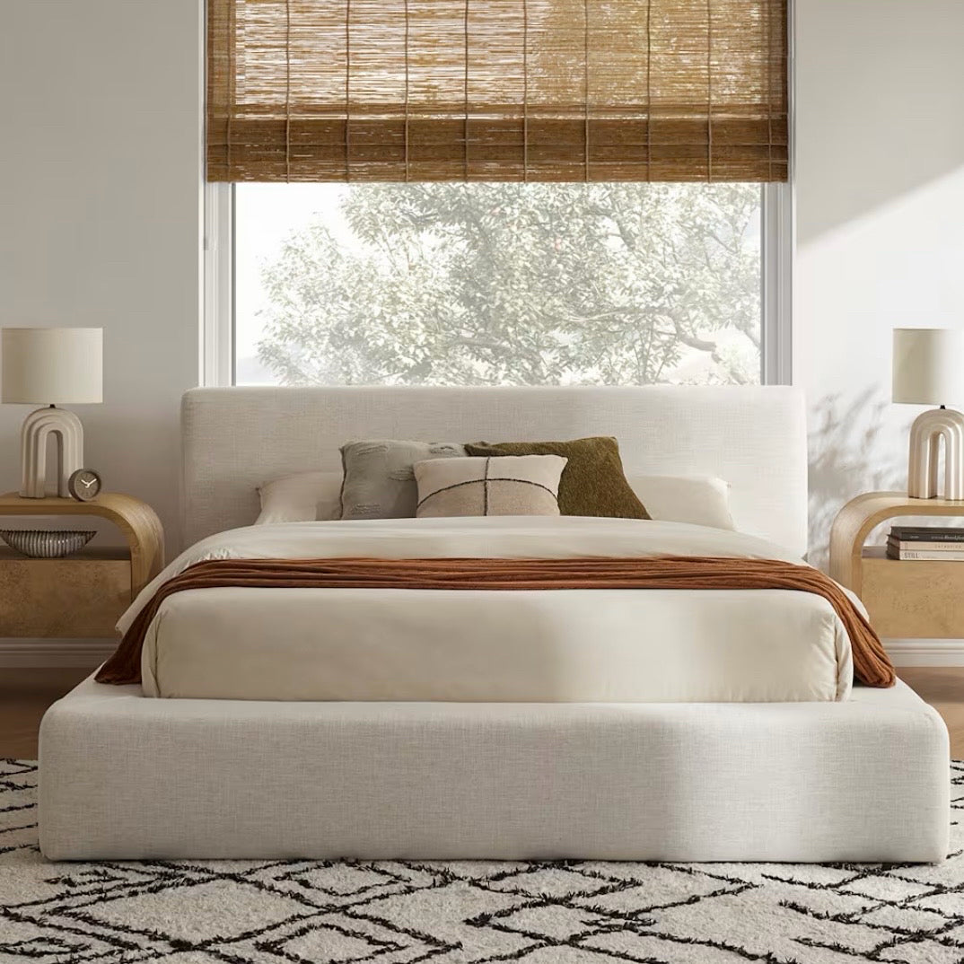 Dawson Queen Size Storage Bed, Beach Linen, 76.8"W x 98.4"D x 37"H