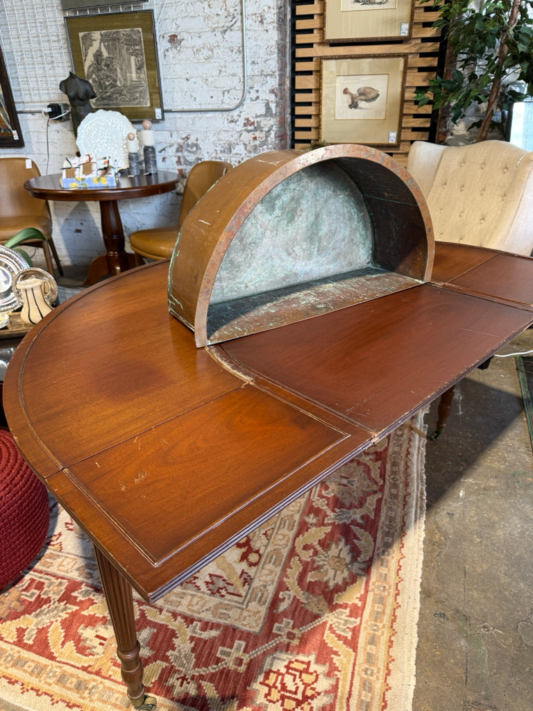ATQ c. 1920s Hunt Table w/copper insert, 58"W x 40"D x 28.5"H