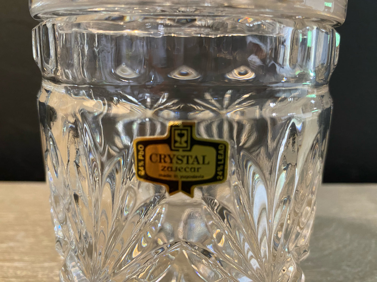 Zajecar Crystal Apothecary Jar W/Lid, 5.75"H x 4.5"D