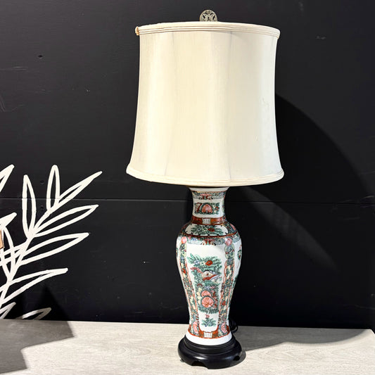 Vintage  Asian Porcelain Table Lamp, 30"H x 6"W x 6"D