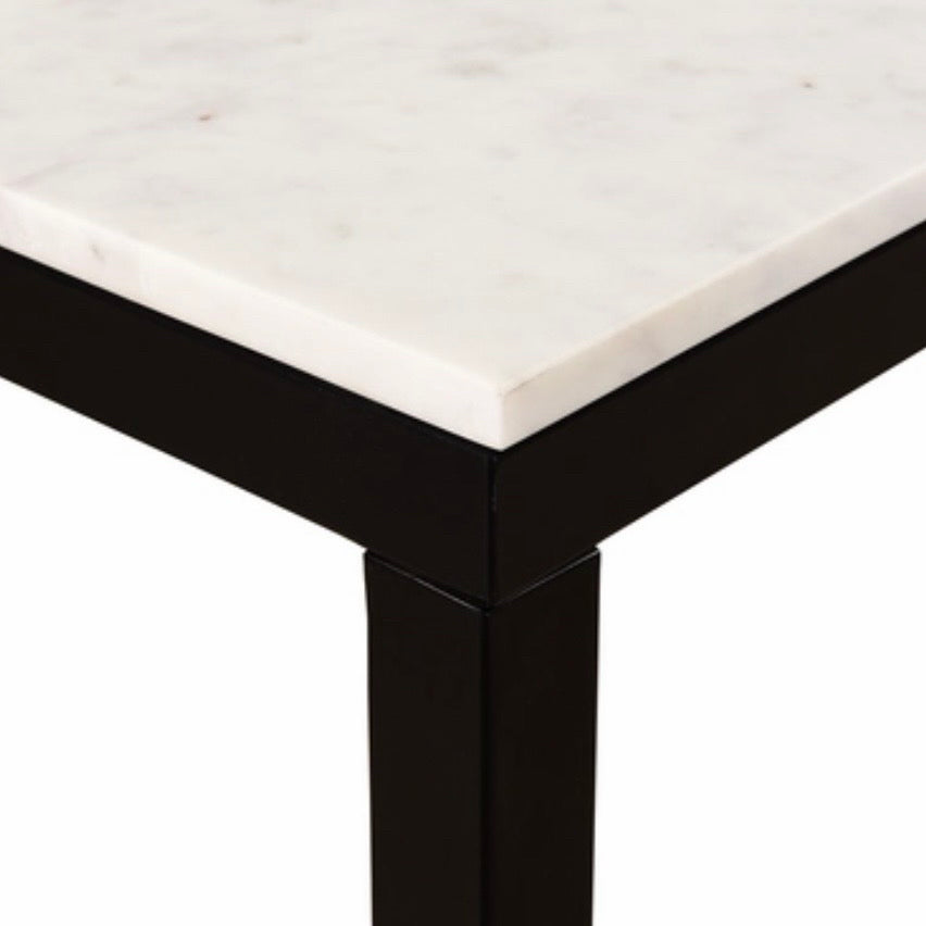 White Marble Computer Desk with Black Iron Frame (AS IS)