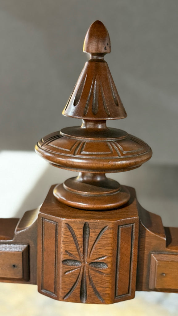 Antique Desk, c. 1870s, walnut, cameos/carving, 48.5"L x 26.5"W x 30"H