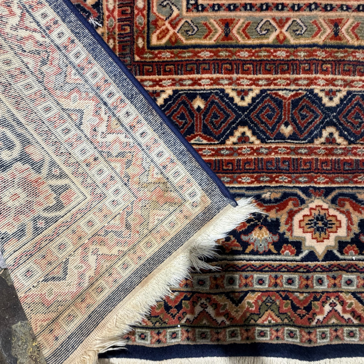VTG Belgian Abbas Royal Wool Rug, Rust & Blue