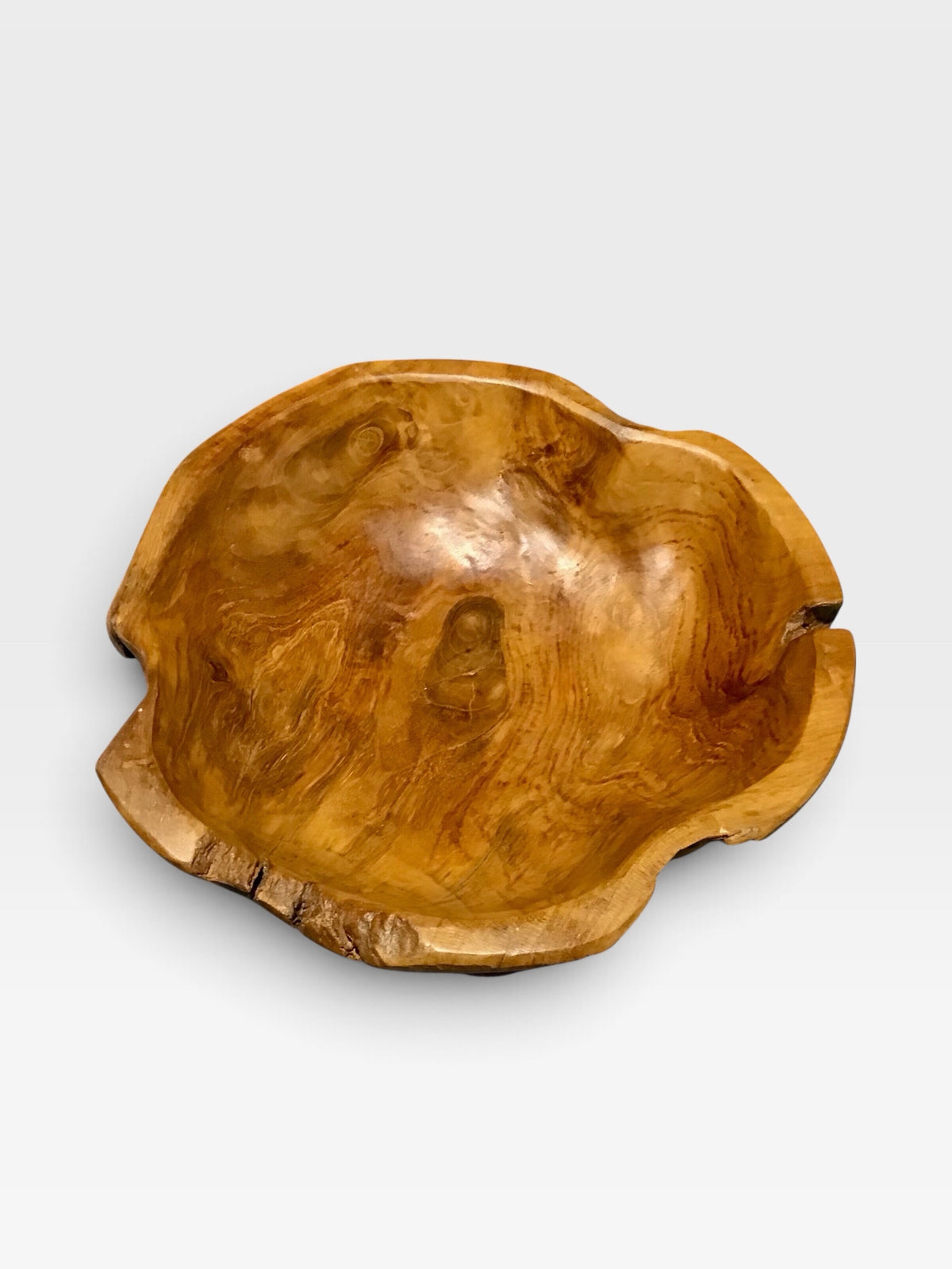 Handcarved Pedestal Wood Bowl 12"Diam x 9"H