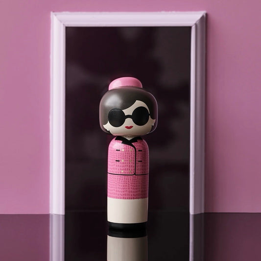 Lucie Kaas Jackie Kokeshi Doll, Small, 6.5"H x 2.25"Dia