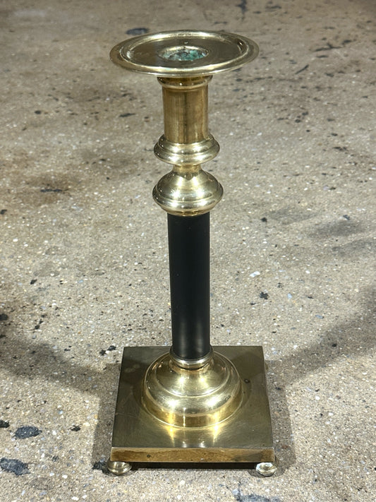 Brass/black candlestick, 13'H x 5"W x 5"W