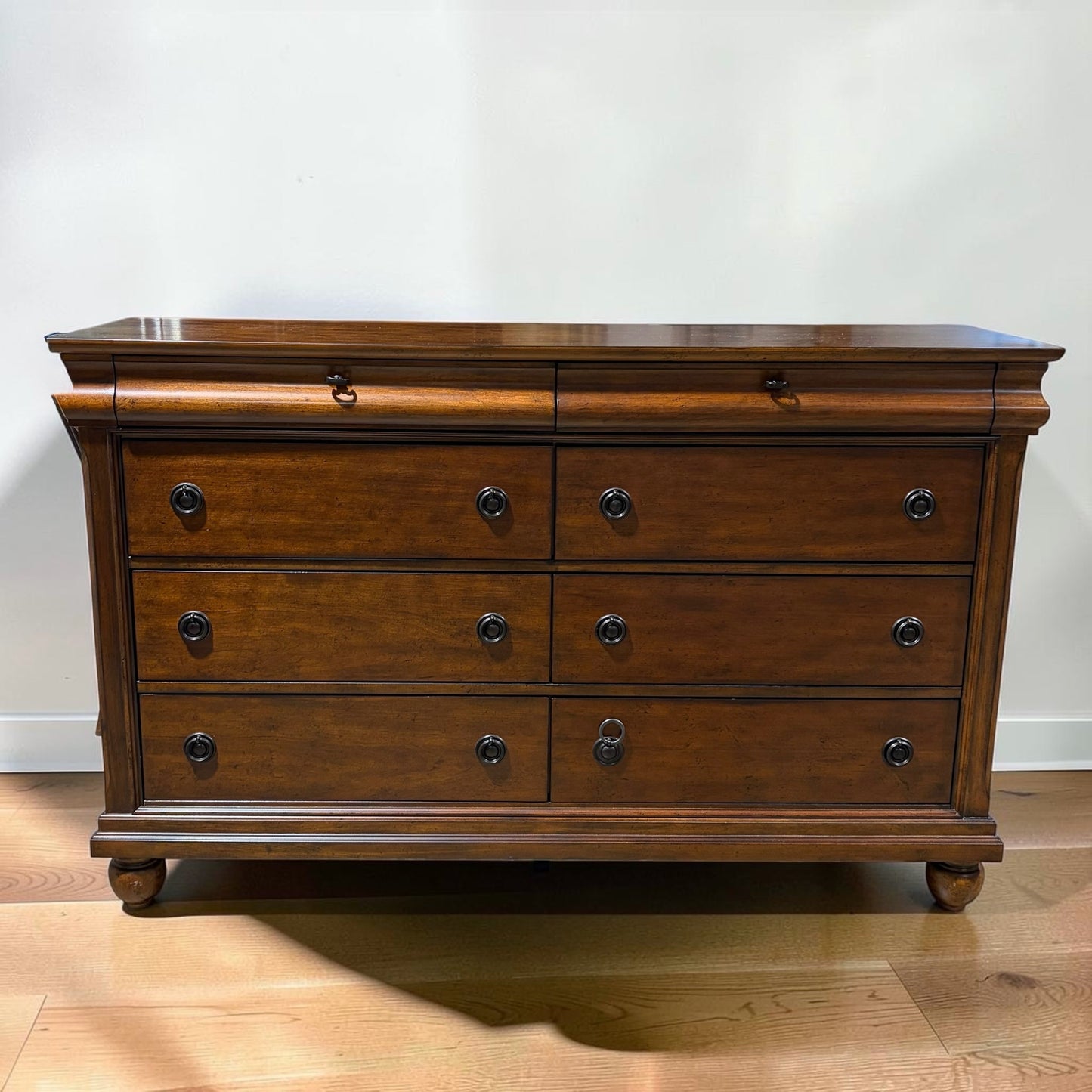 Liberty Furniture 8 Drawer Dresser,  Cherry, 64"W x 18"D x 40.5"H