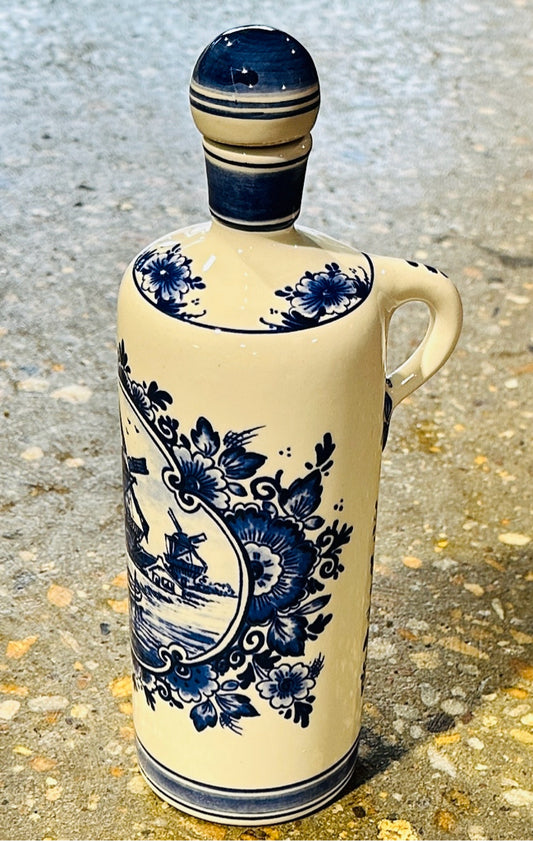 Vintage Delftware decanter, Amsterdam, 3.5"W x 3.5"D x 10.5"H
