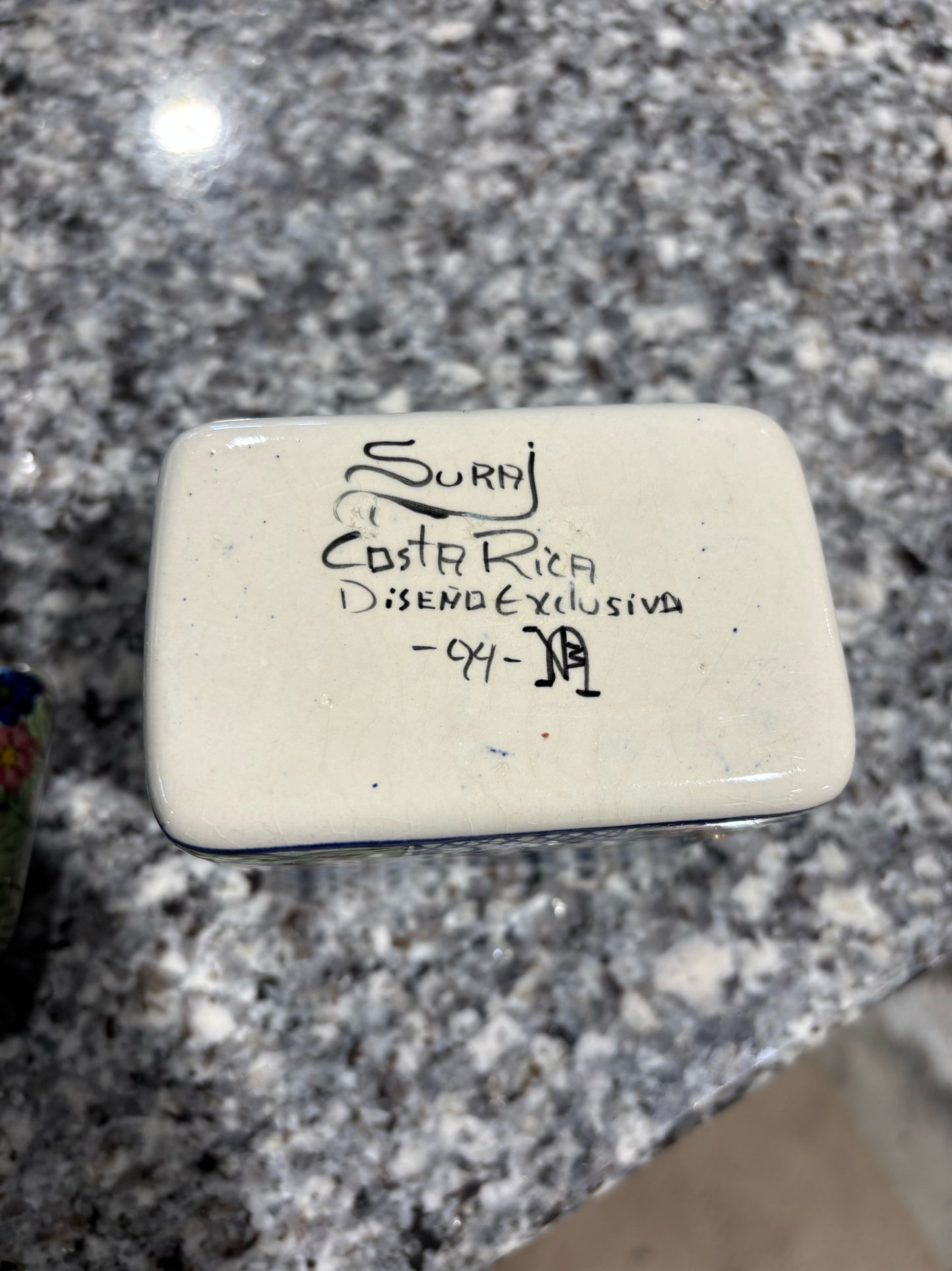 Canister- Costa Rica Hand Painted Suraj- 4.5"Hx4"Wx2.5"D