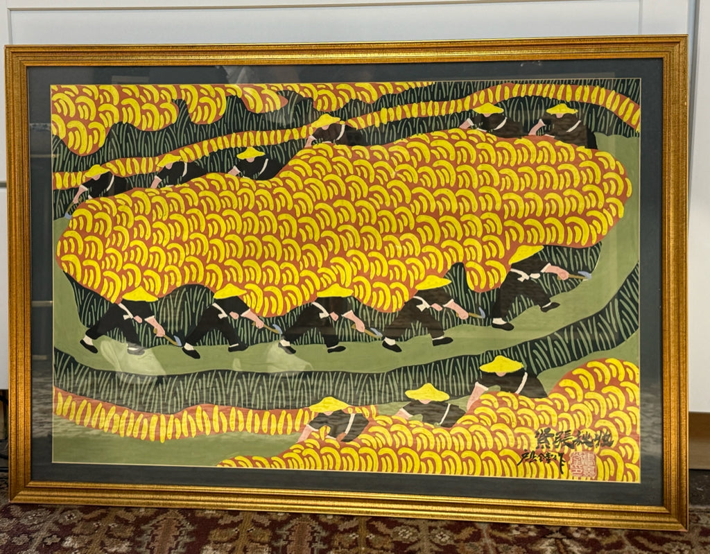 "Reaping the Millet", Cao Quan-Tang, 33"W x 23"H