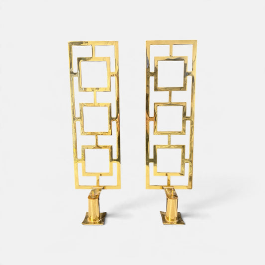 VTG Brass Greek Key Wall Sconces