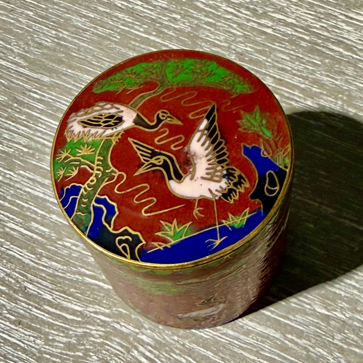 VTG Cloisonne Trinket Jar, 2.25"Dia x 2.25"H