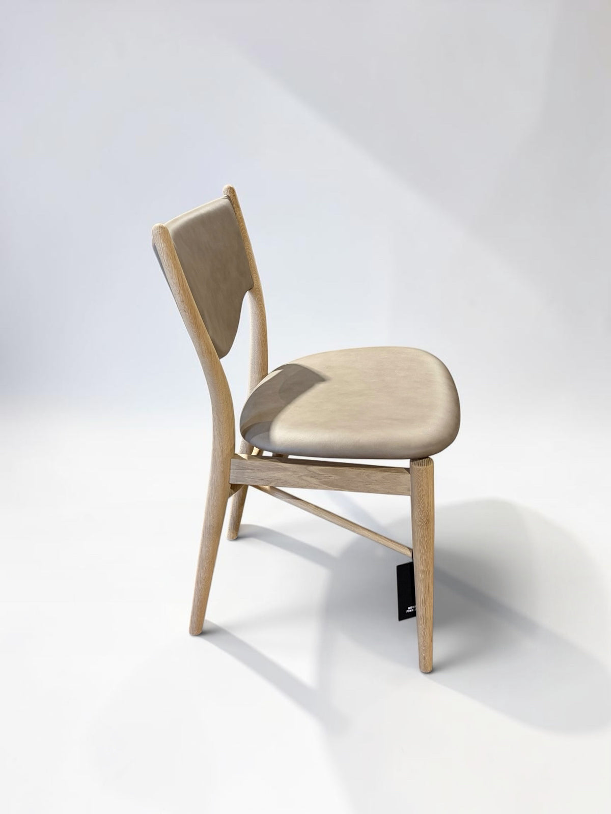 House of Finn Juhl 46 Side Chair, Oak/Burned Grey Leather, 20.5"W x 21"D x 32"H