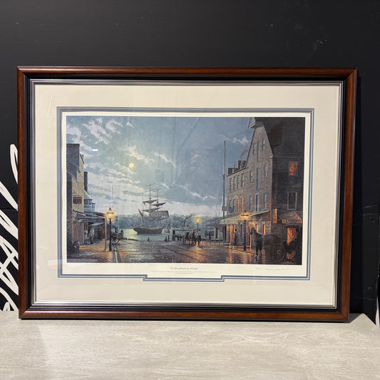 Signed & #d Print "Old Town Alexandria by Moonlight  by JohnBarber, 40"W x 30"H