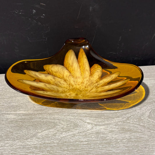 Murano Style Blown Glass Amber Bowl