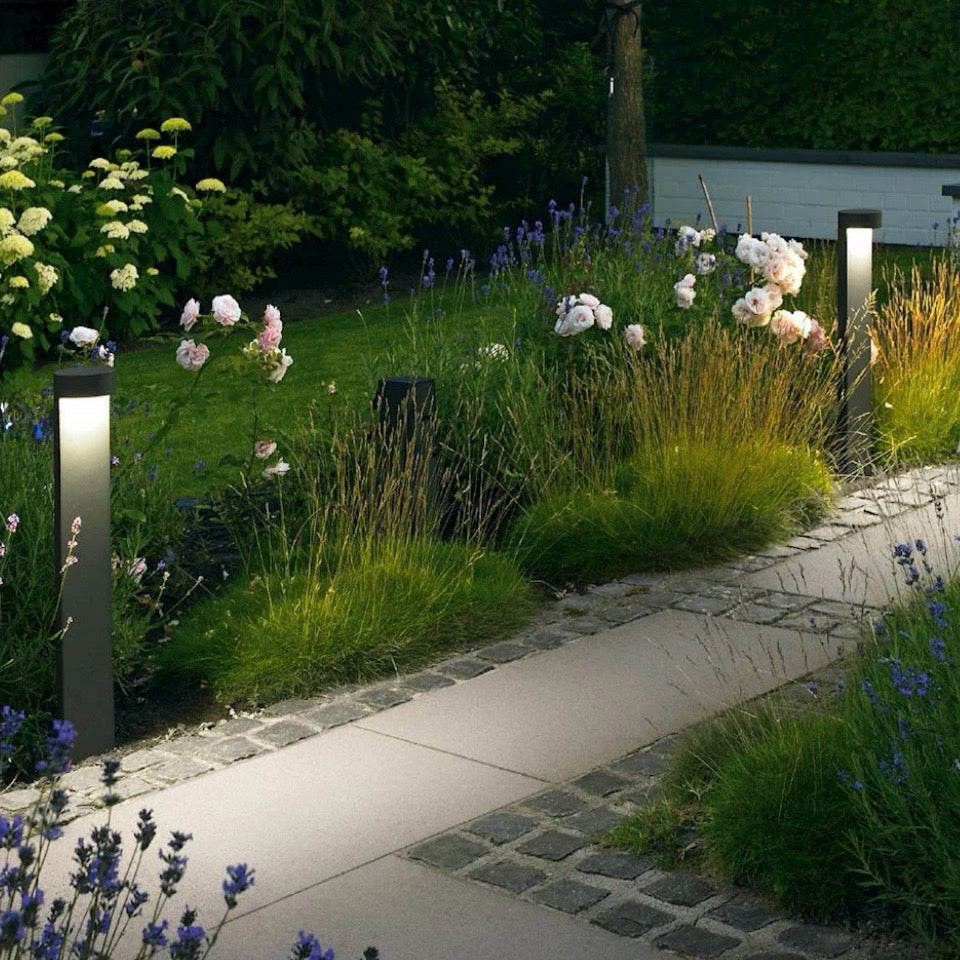 B77263/B77264 Garden Outdoor LED Bollard Light, Black, 4.4"W x 4.4"D x 27.5"H