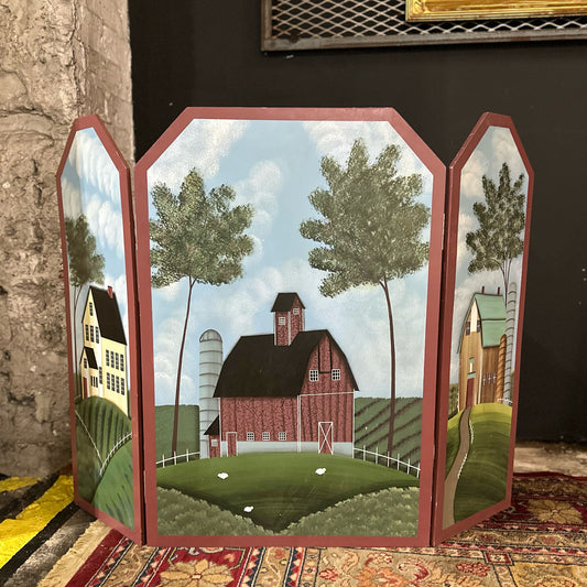 Country Living 3 Panel Fireplace Screen, Warren Kimble Art, 40" L x 30" H