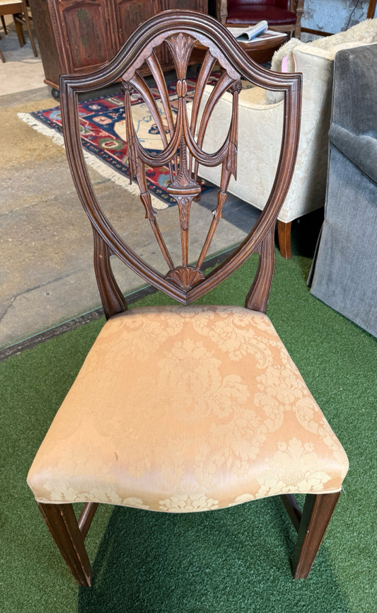 PAIR of Antique Mahogany Shield Back chairs, 21" W  18"D  X 39"H