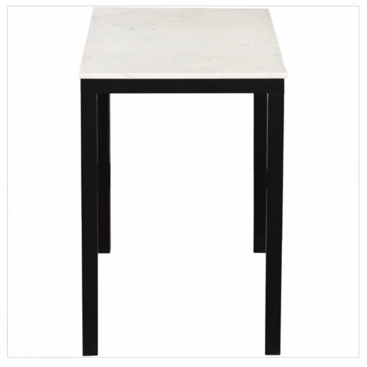 White Marble Computer Desk with Black Iron Frame (AS IS)