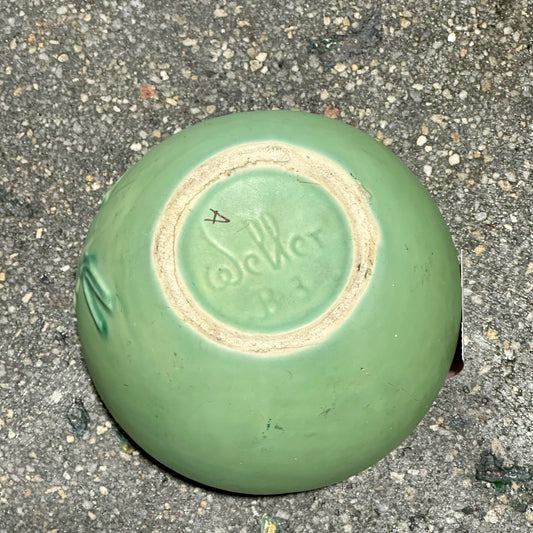 AS-IS Weller Pottery Daisy Vase, Green, 5" Dia x 5" H