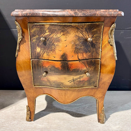 Small Cocktail Chest W/ Marbel Top, 15"W x 9.75"D x 16.5"H