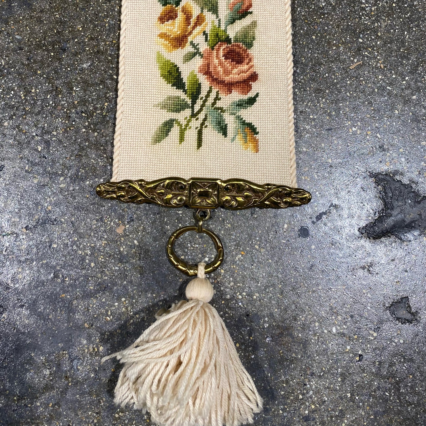 Vintage Needlepoint Bell Pull, 70"L x 8.5"W x .25"D