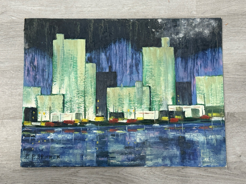 'Harborfront Skyline' oil on canvas, 24"W x 18"H